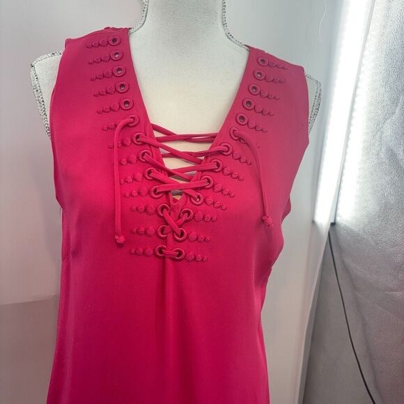 etcetera Short Sleeve V Neck  Tie Closure & Side Zip  dress Size 8 Pink - Picture 14 of 15